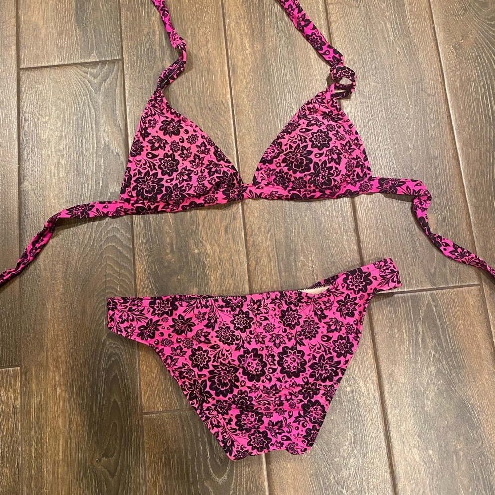 Pink Floral Gently Used Bikini Set